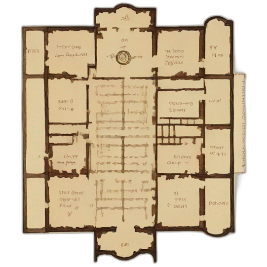 floor plan of a church, medieval, written on a scroll emoji