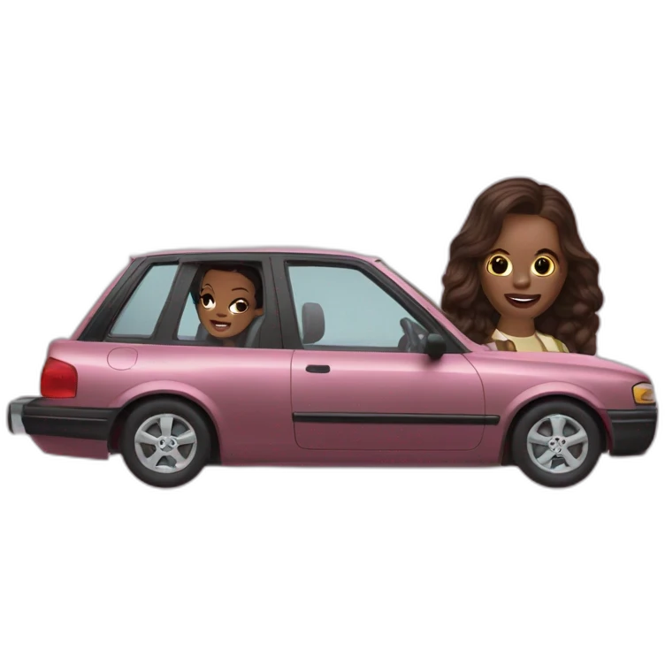 Picture of millie bobby brown and azealia banks in a car emoji
