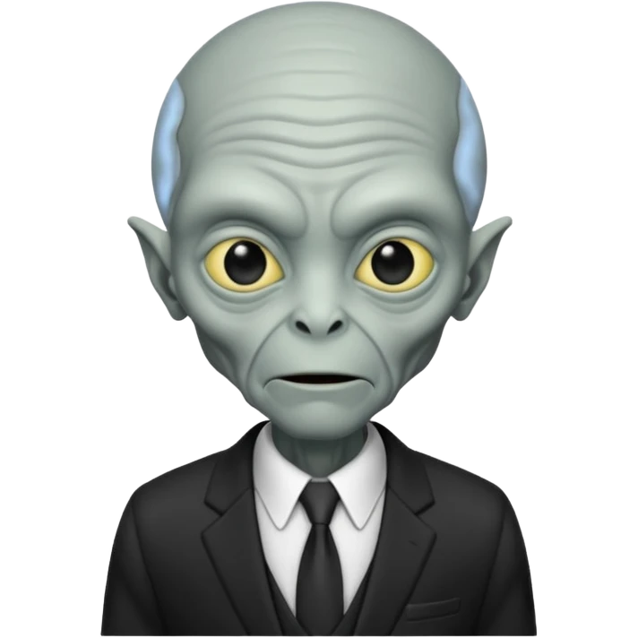 an old alien with black suit emoji