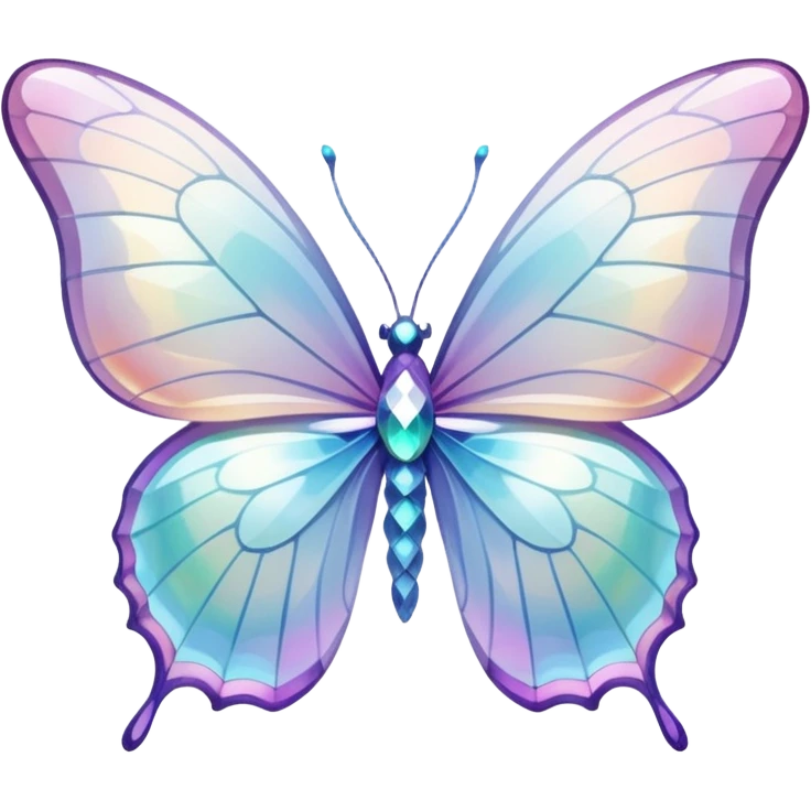 Pastel white iridescent glass crystal butterfly emoji