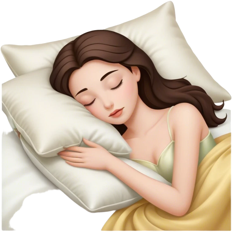 sleeping beauty brunette white girl with a silk pillow emoji