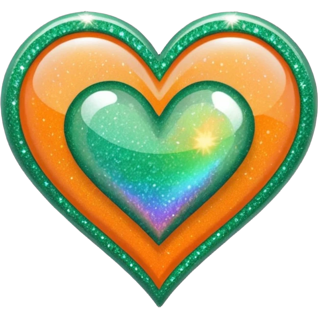 glitter heart split green and orange emoji