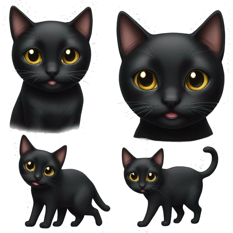 Black Bombay cat with single tear coming out and a happy face emoji