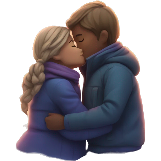 Couple (girl and boy) kissing under northern lights  emoji