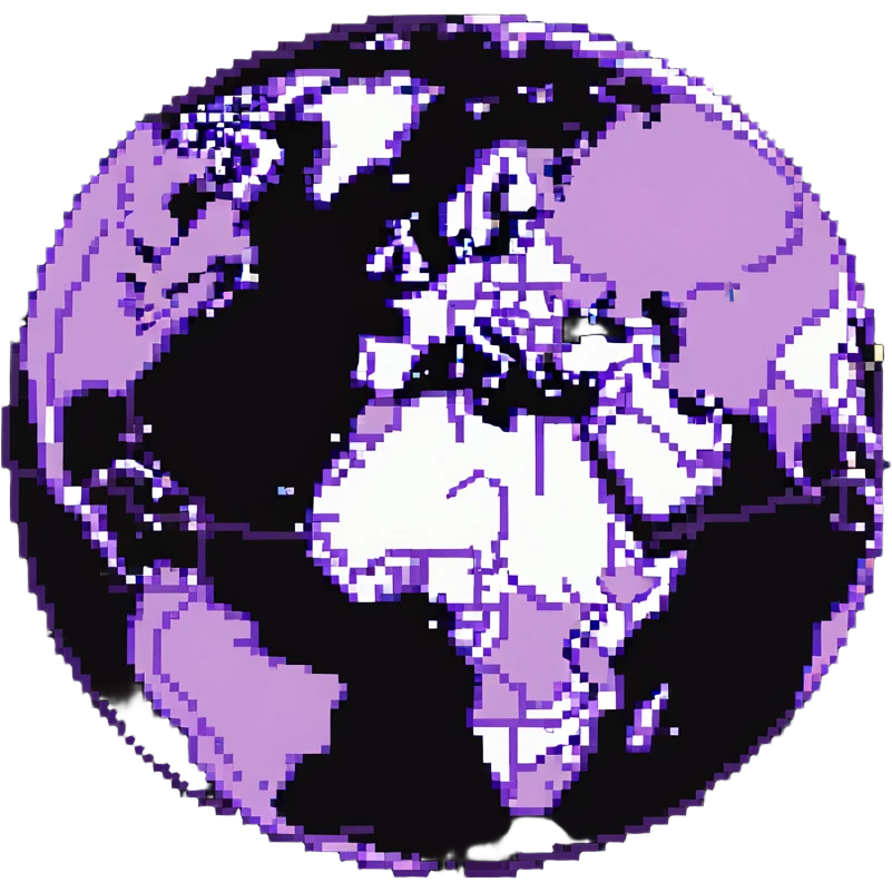 world globe with a connected network, purple and light pink colors emoji