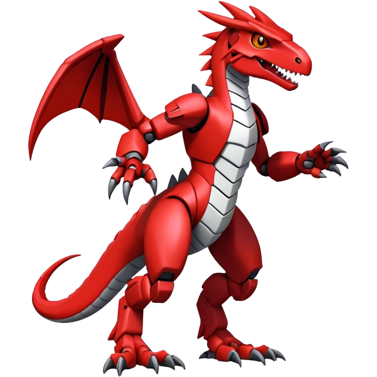  Cool Edgy Red Digimon-Fakemon-Guilmon-Velociraptor-Dragon-Mecha full body  emoji