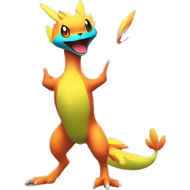 Colorful Neon Colors Vibrant Colors Flying Fakémon-Pokémon-Creature Full Body emoji