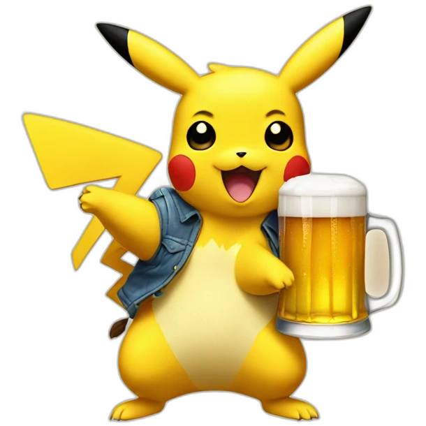 pikachu with beer emoji