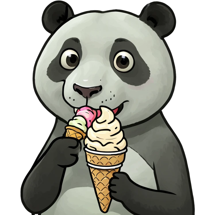 Panda eating ice cream emoji
