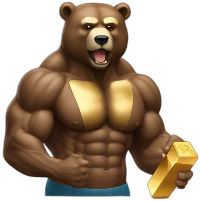 Muscle bear with gold bar emoji