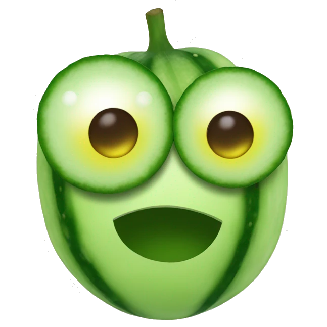 Smiley emoji with cucumbers on eyes emoji