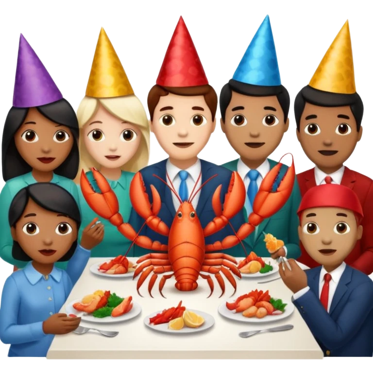 200 people eating lobster at a family party emoji
