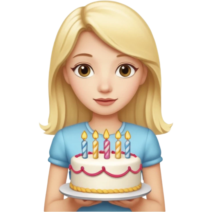 Long Blonde girl with a fancy birthday cake emoji