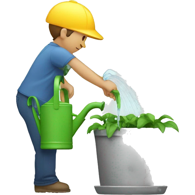 Person watering a lower-case a emoji