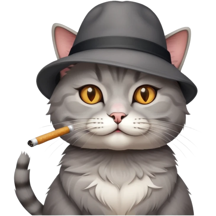Cat smoking with a hat emoji