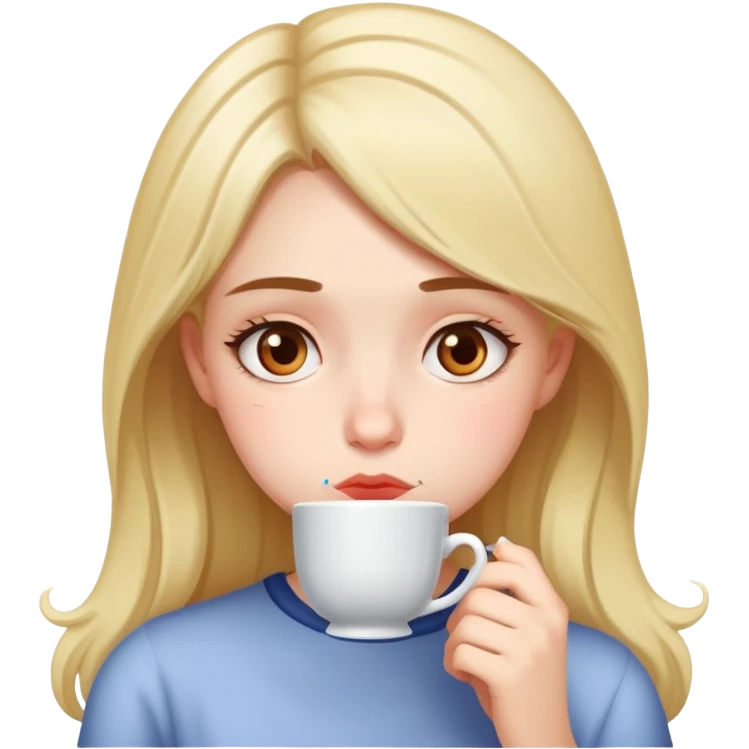 Girl sipping tea sad emoji