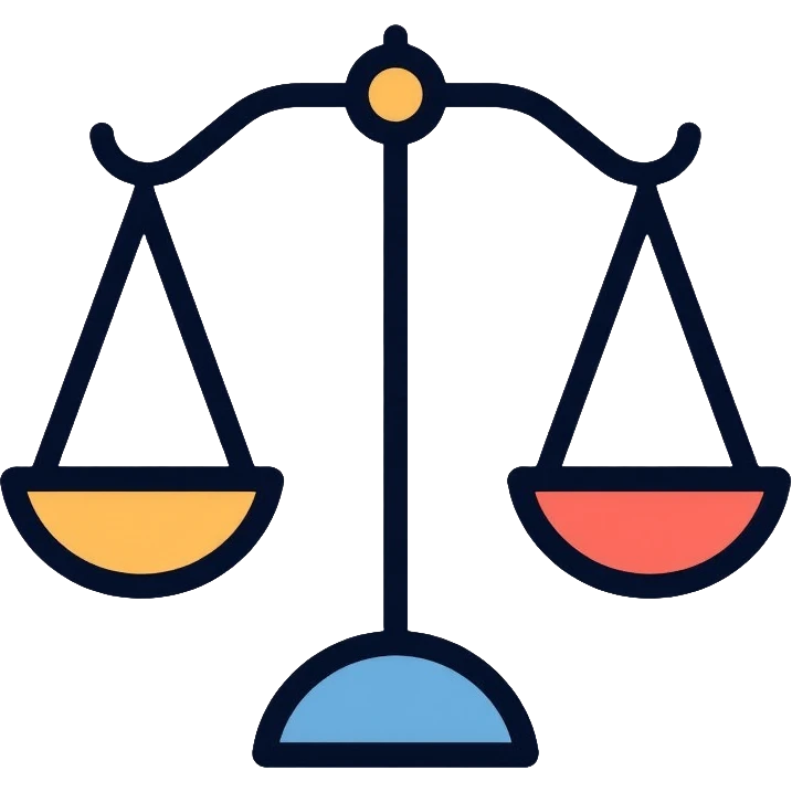 balanced scale representing unbiased decisions and fairness emoji