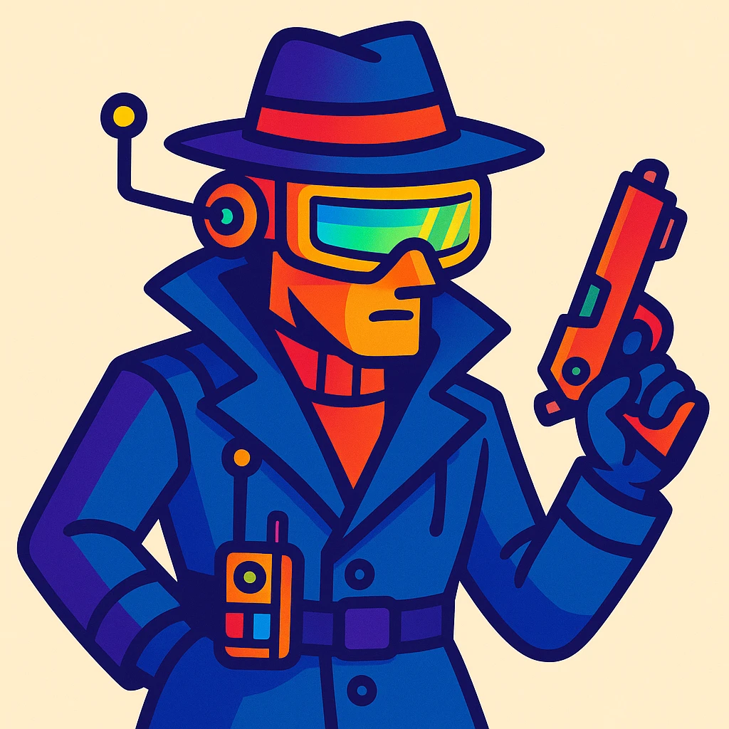 spy character, futuristic gadgets, high-tech visor, vibrant colors emoji