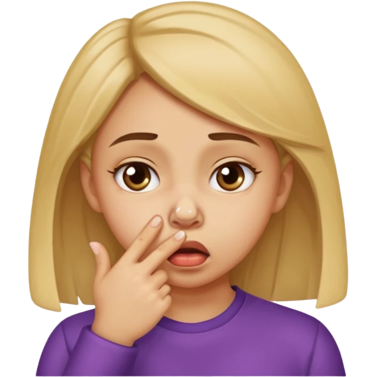 create a girl who is pinching her nose because she is smelling something bad emoji