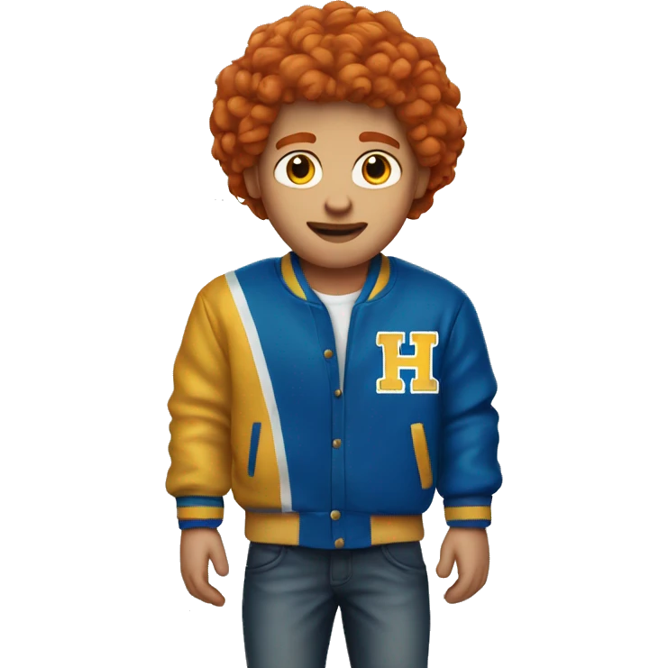red head guy with a blue and gold varsity jacket  emoji