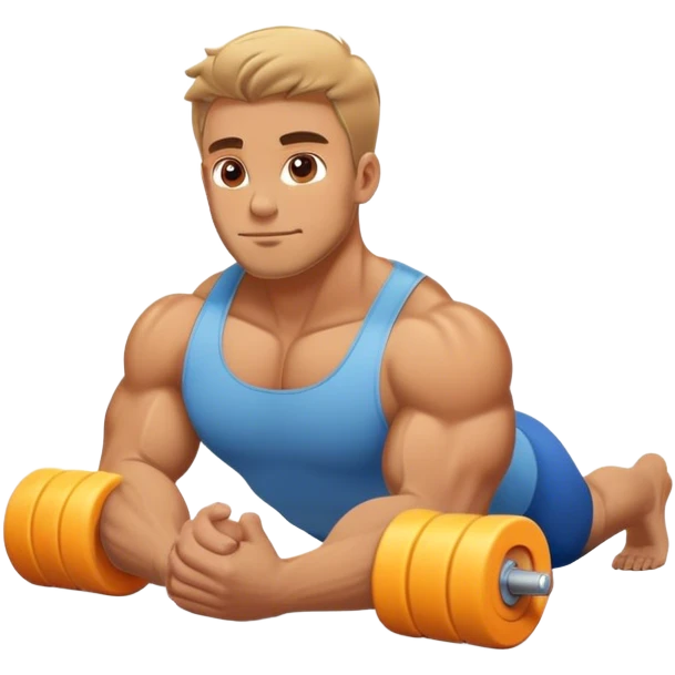buff guy lying lats down on foam-roller emoji
