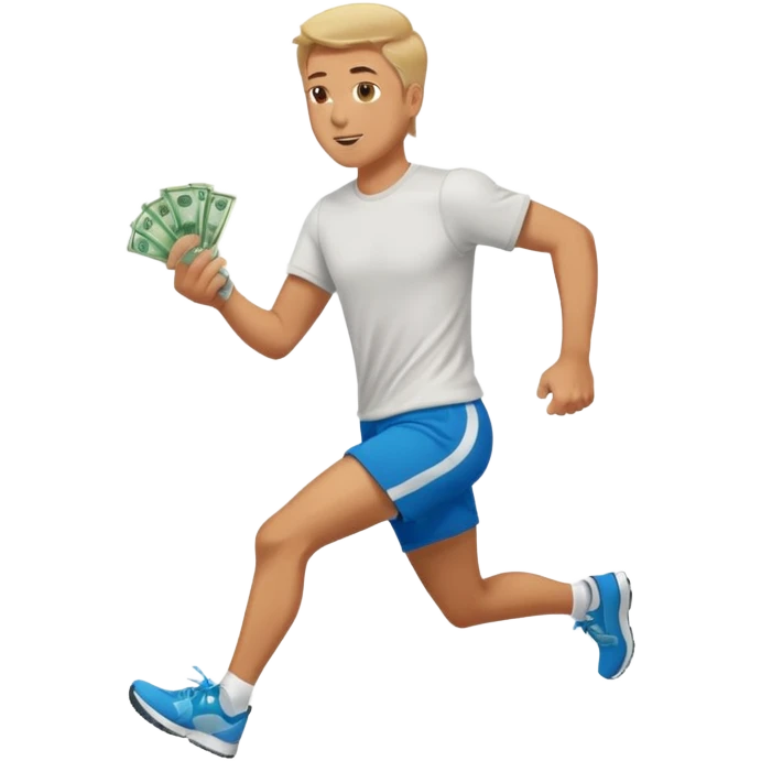 Man running with money emoji
