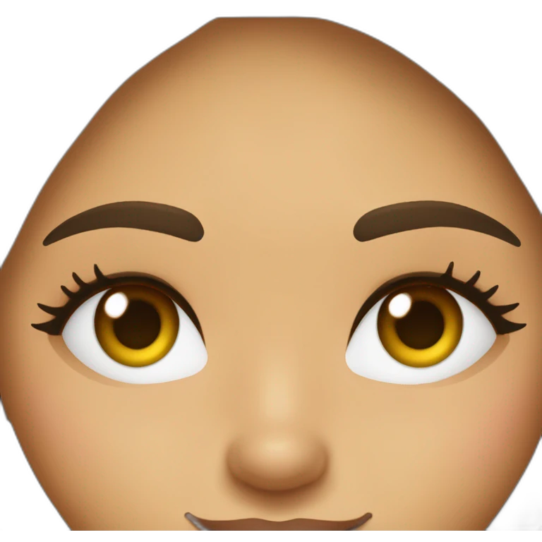Mujer de ojos marrones, morocha de pelo largo y lacio con un estilo de los años 2000. Aspecto similar a Victoria Justice emoji
