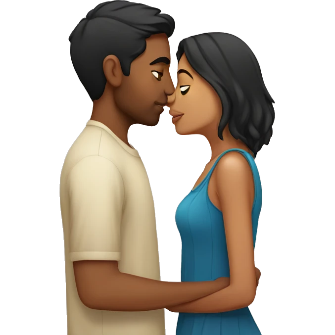 short Indian girlfriend kissing her caucasian boyfriend emoji