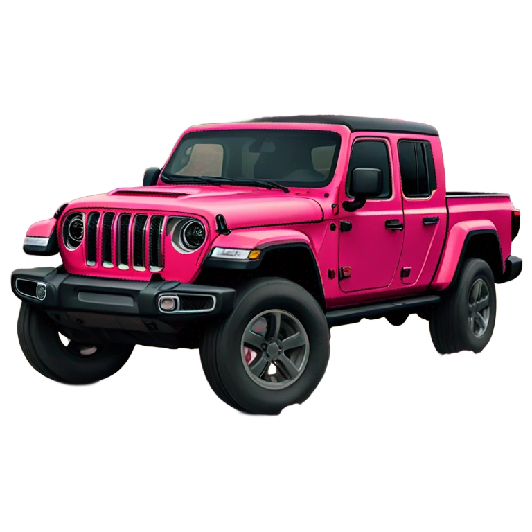 Realistic Red Jeep Gladiator with the truck bed full of pink flowers. emoji