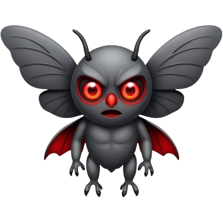 Create a scary emoji of the mothman with bright red eyes emoji