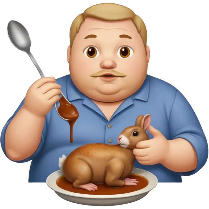 fat man eating rabbit emoji