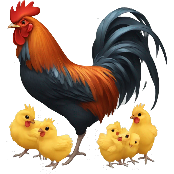 rooster with chicks emoji