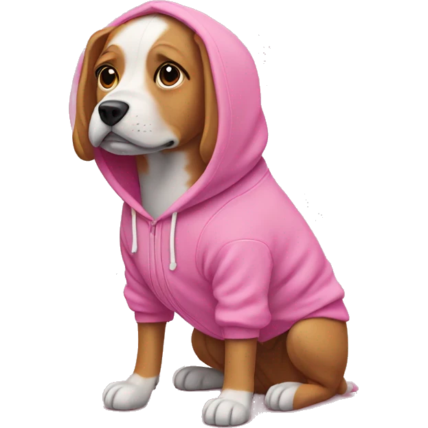 Dog wearing a pink hoodie emoji