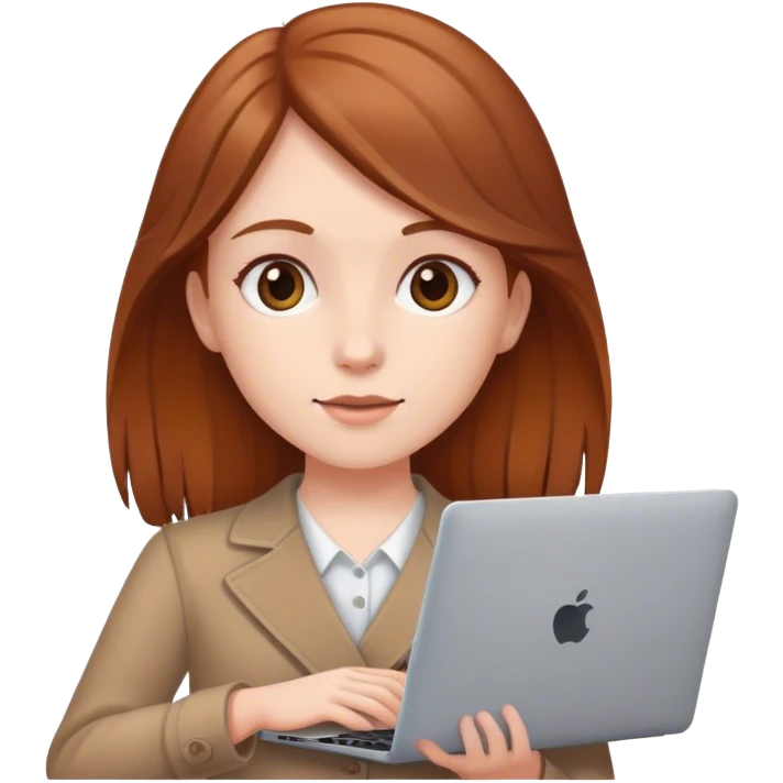 girl with chestnut colour hair holding laptop emoji