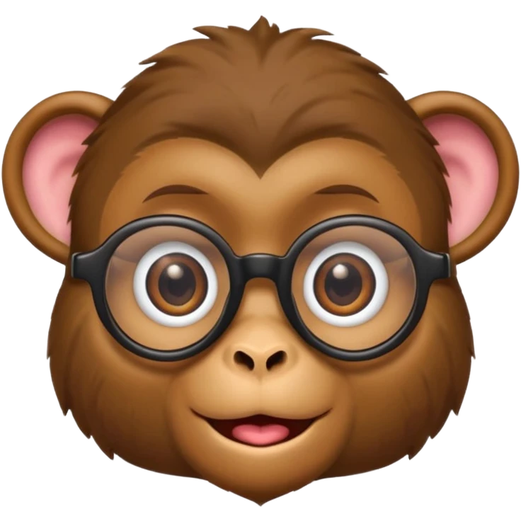 playful monkey emoji with big rolling eyes and nerdy glasses, fusing all three emojis emoji