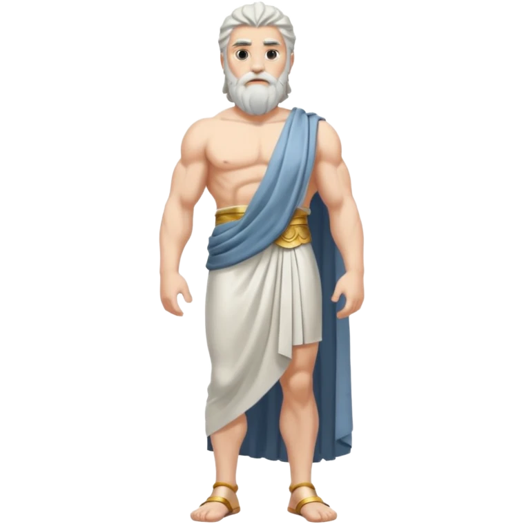 fullbody silverhair god ZEUS, standing still rearview emoji