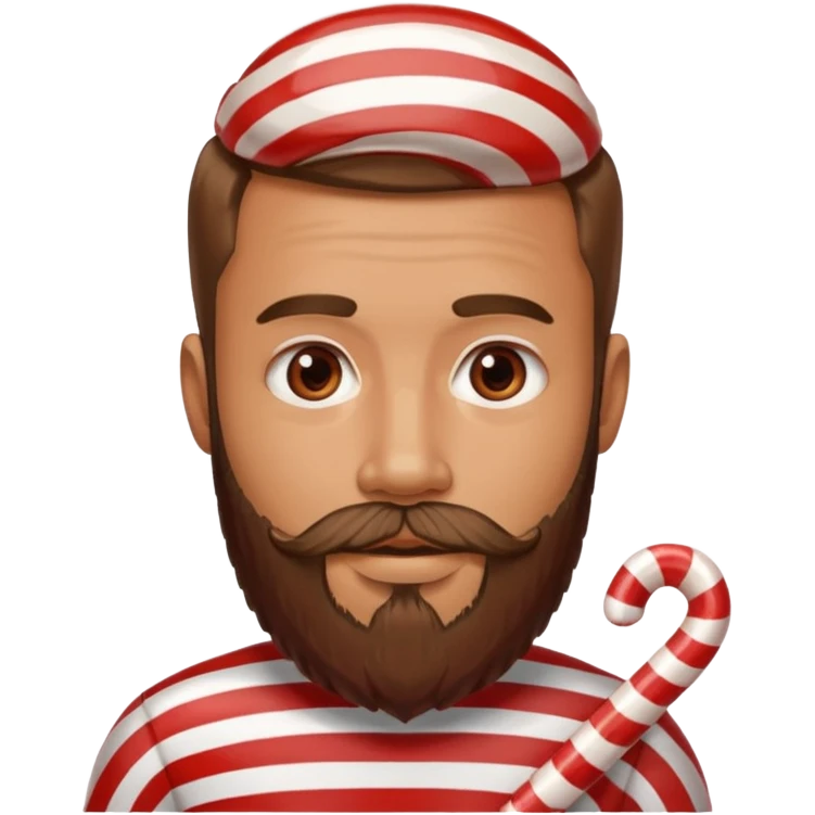 spectacled guy with beard made out of peppermint candy emoji