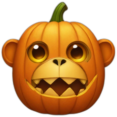 monkey with a halloween pumpkin head emoji