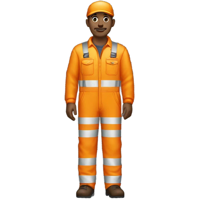 man standing wearing orange hi visibility overalls  emoji