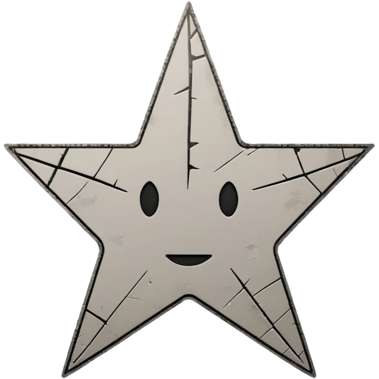 Minimalist emoji-style sticker of a cracked Walk of Fame star with a faint claw mark coming from below, grayscale and ash tones


 emoji