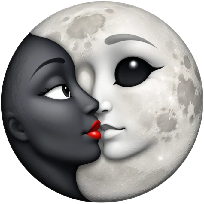 full moon kissing dark moon emoji