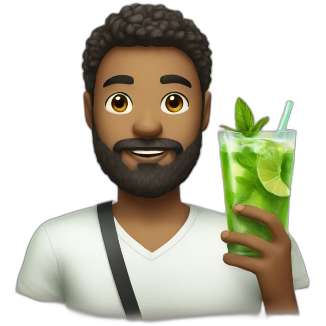 beard boy with mojito emoji