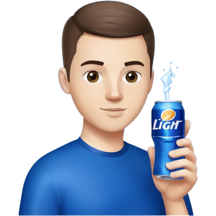 white guy, brunette crew cut hair, holding bud light  emoji