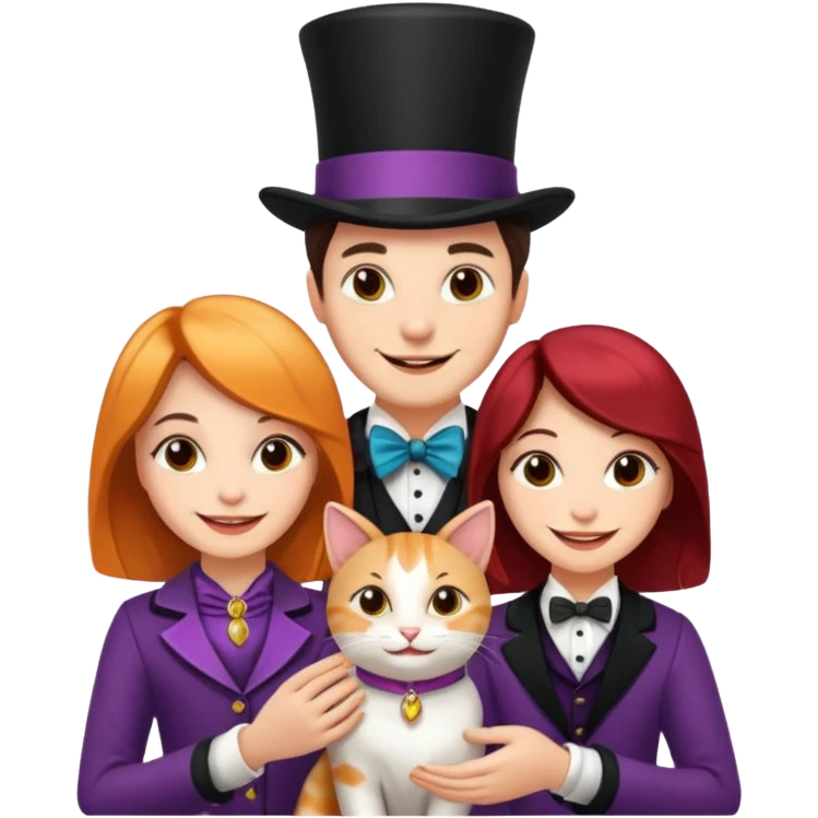 magician couple and their pet cat emoji