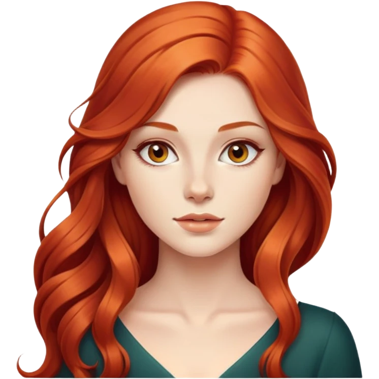 beautiful young woman with long red hair, elegant appearance emoji