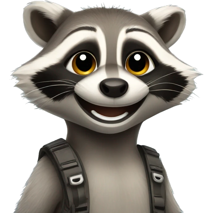 Smiling friendly raccoon emoji