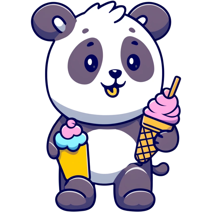 Panda eating ice cream emoji