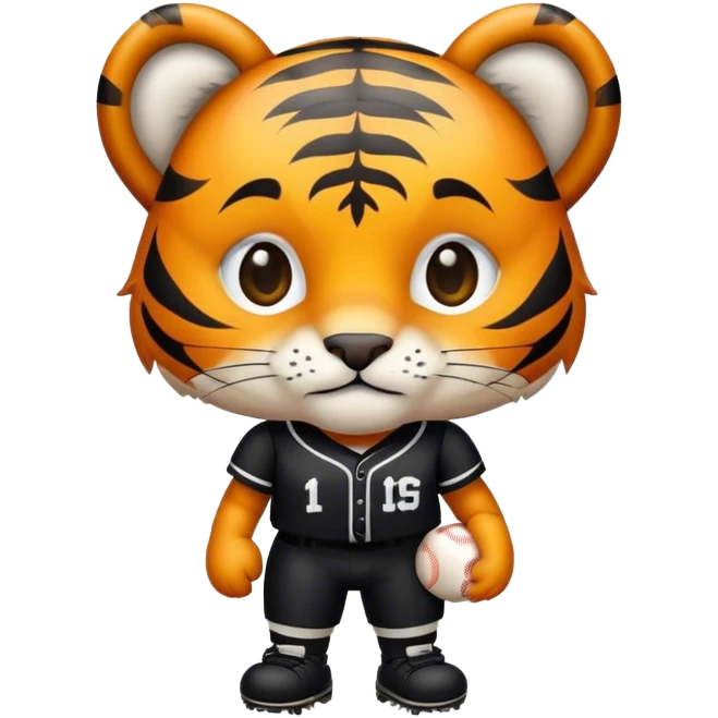 Tiger playing softball black kit BPS BPS BPS emoji