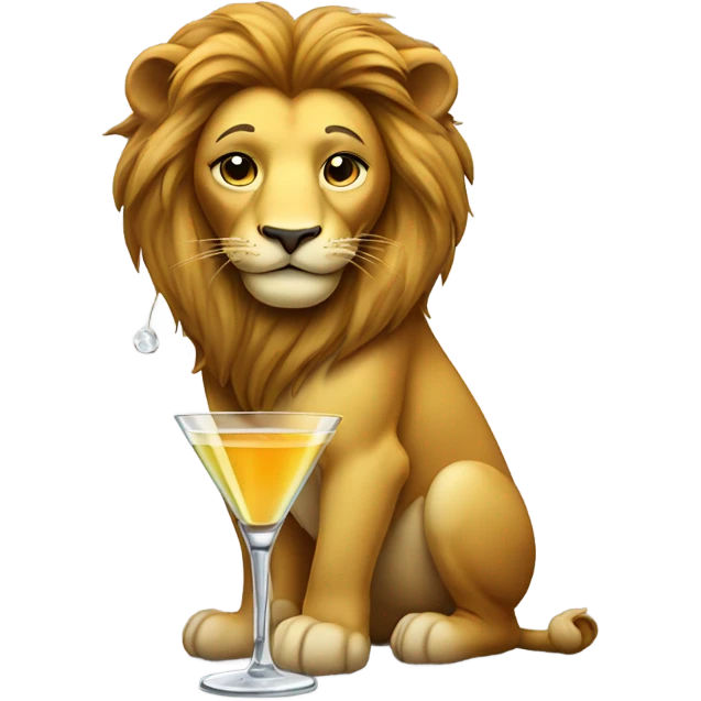 Female lion with a martini  emoji