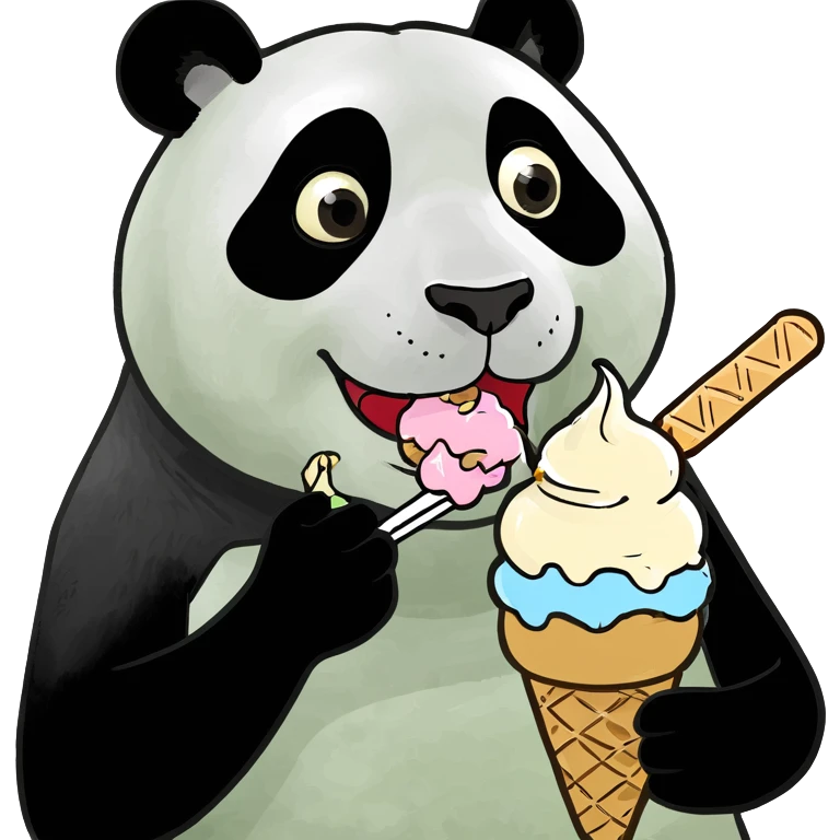 Panda eating ice cream emoji